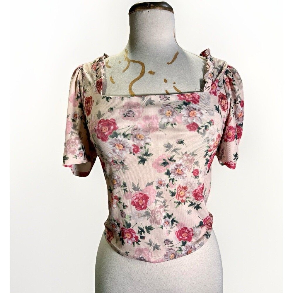 Cklass Crop Top Size S VTG 90's Women's Floral Romantic Academia English Top